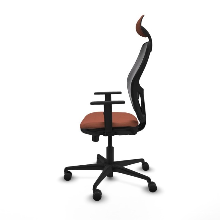 Jorquera traslack malla negra bali marrón brazos 1D base nailon cabecero fijo ruedas 65mm nailon