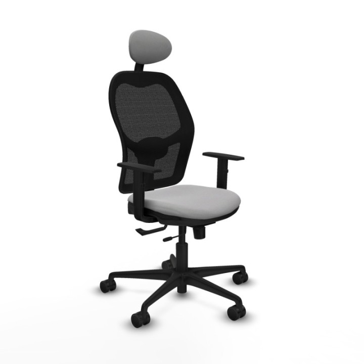 Jorquera traslack malla negra bali gris claro brazos 1D base nailon cabecero fijo ruedas 65mm nailon