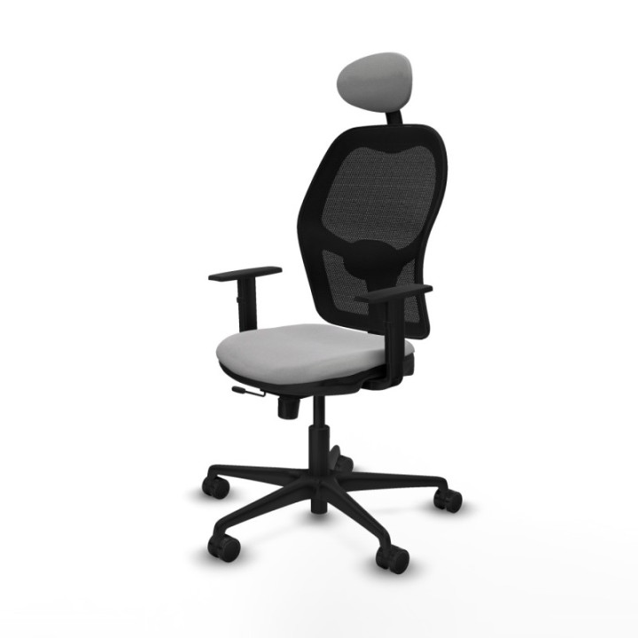 Jorquera traslack malla negra bali gris claro brazos 1D base nailon cabecero fijo ruedas 65mm nailon