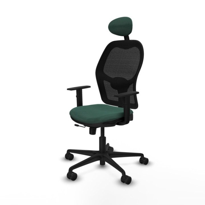 Jorquera traslack malla negra bali verde botella brazos 1D base nailon cabecero fijo ruedas 65mm nailon