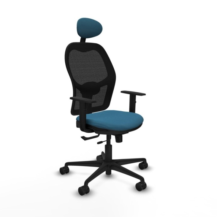 Jorquera traslack malla negra bali verde petroleo brazos 1D base nailon cabecero fijo ruedas 65mm nailon