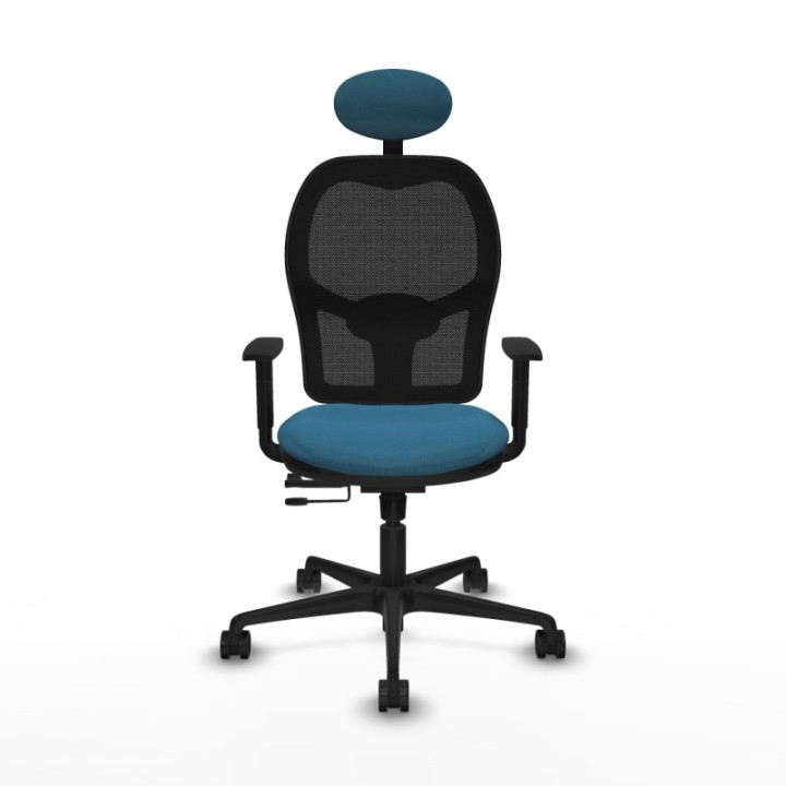 Jorquera traslack malla negra bali verde petroleo brazos 1D base nailon cabecero fijo ruedas 65mm nailon