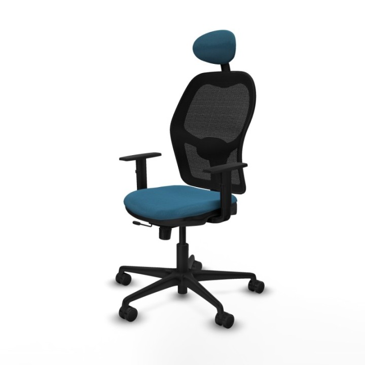 Jorquera traslack malla negra bali verde petroleo brazos 1D base nailon cabecero fijo ruedas 65mm nailon