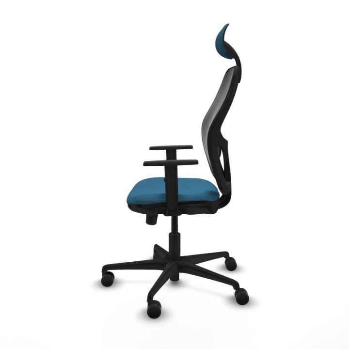 Jorquera traslack malla negra bali verde petroleo brazos 1D base nailon cabecero fijo ruedas 65mm nailon