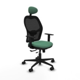 Jorquera traslack malla negra bali verde esmeralda brazos 1D base nailon cabecero fijo ruedas 65mm nailon