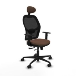 Jorquera traslack malla negra bali marrón oscuro brazos 1D base nailon cabecero fijo ruedas 65mm nailon