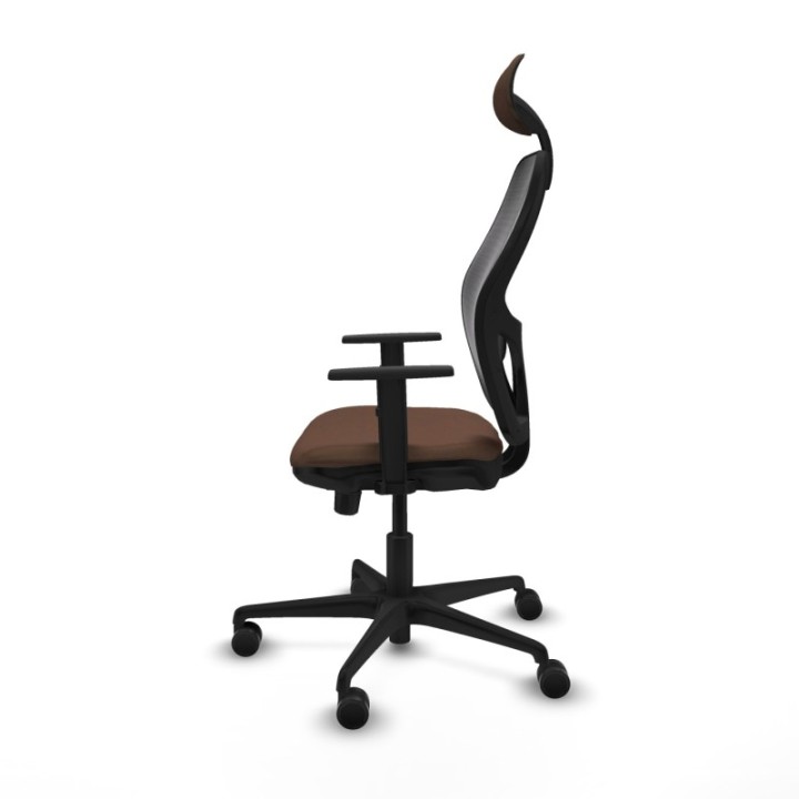 Jorquera traslack malla negra bali marrón oscuro brazos 1D base nailon cabecero fijo ruedas 65mm nailon