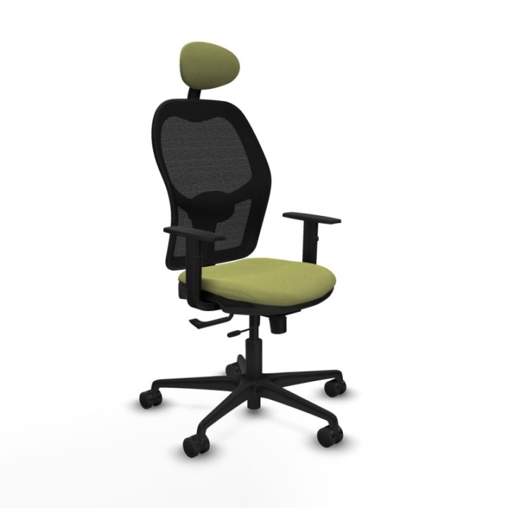 Jorquera traslack malla negra bali verde oliva brazos 1D base nailon cabecero fijo ruedas 65mm nailon