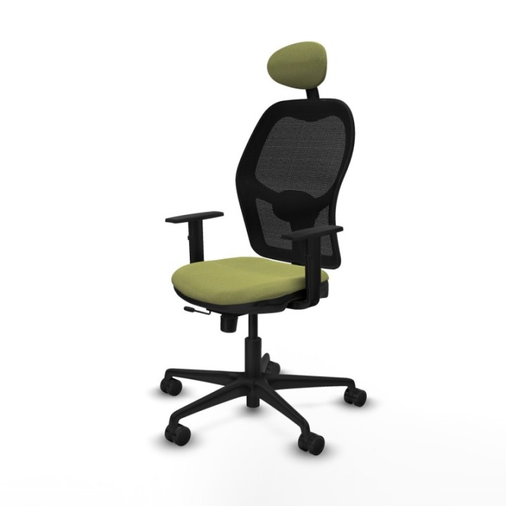 Jorquera traslack malla negra bali verde oliva brazos 1D base nailon cabecero fijo ruedas 65mm nailon