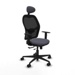 Jorquera traslack malla negra bali gris oscuro brazos 1D base nailon cabecero fijo ruedas 65mm nailon