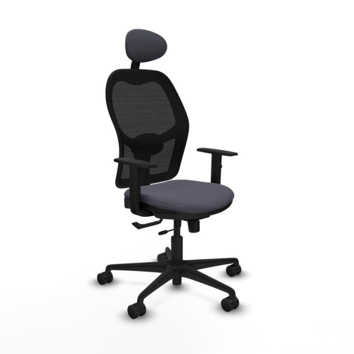 Jorquera traslack malla negra bali gris oscuro brazos 1D base nailon cabecero fijo ruedas 65mm nailon