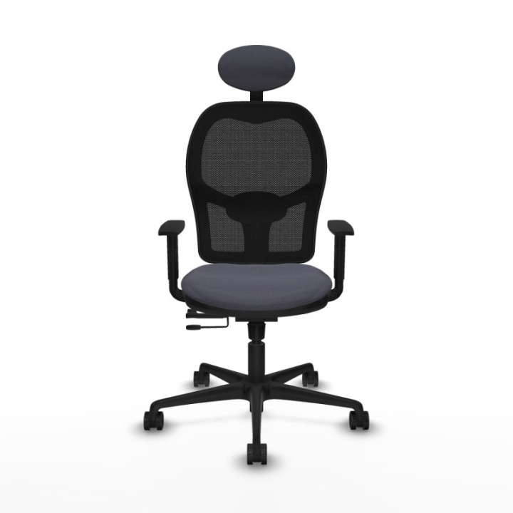 Jorquera traslack malla negra bali gris oscuro brazos 1D base nailon cabecero fijo ruedas 65mm nailon