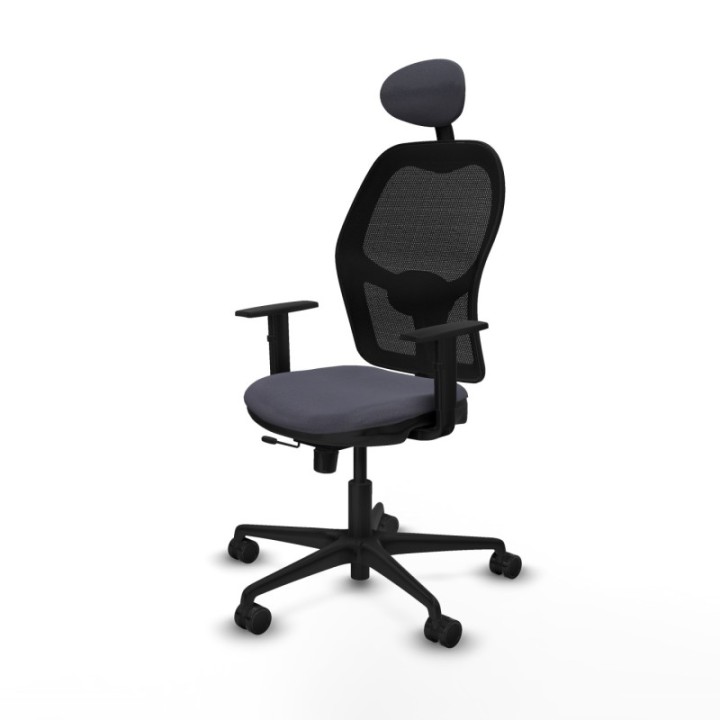 Jorquera traslack malla negra bali gris oscuro brazos 1D base nailon cabecero fijo ruedas 65mm nailon