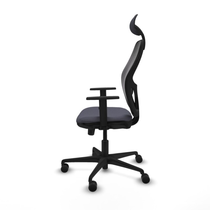 Jorquera traslack malla negra bali gris oscuro brazos 1D base nailon cabecero fijo ruedas 65mm nailon