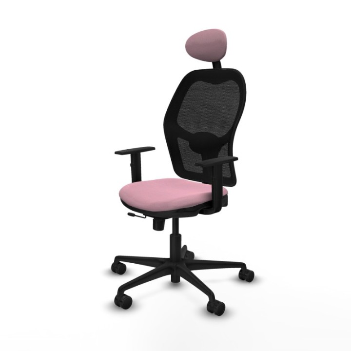 Jorquera traslack malla negra bali rosa brazos 1D base nailon cabecero fijo ruedas 65mm nailon