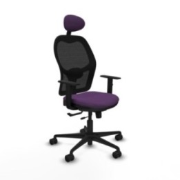 Jorquera traslack malla negra bali morado brazos 1D base nailon cabecero fijo ruedas 65mm nailon