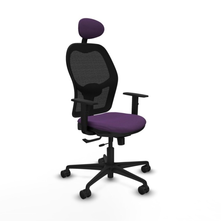 Jorquera traslack malla negra bali morado brazos 1D base nailon cabecero fijo ruedas 65mm nailon