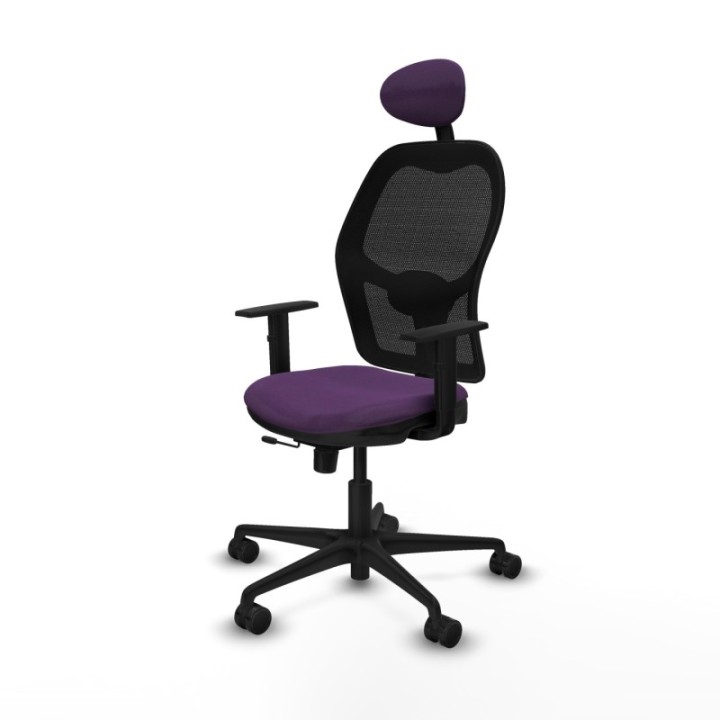 Jorquera traslack malla negra bali morado brazos 1D base nailon cabecero fijo ruedas 65mm nailon