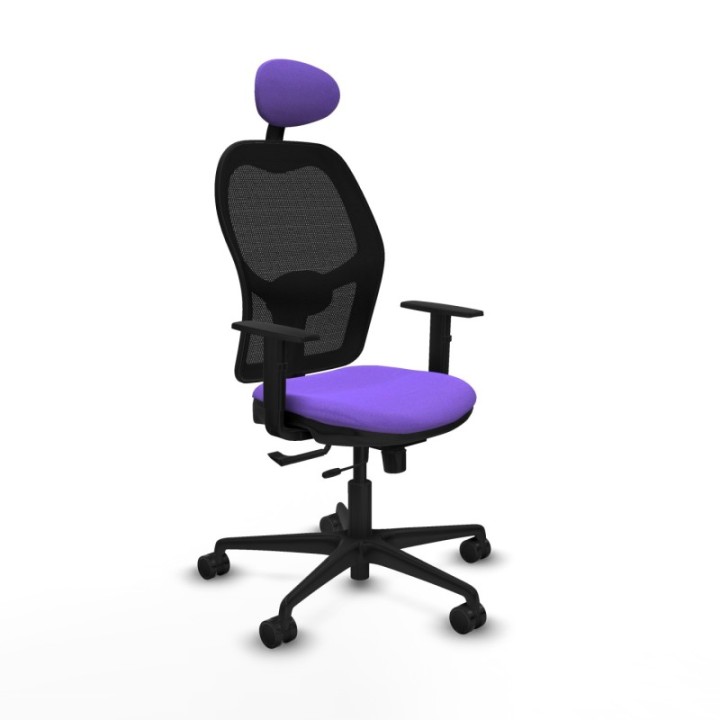 Jorquera traslack malla negra bali lila brazos 1D base nailon cabecero fijo ruedas 65mm nailon