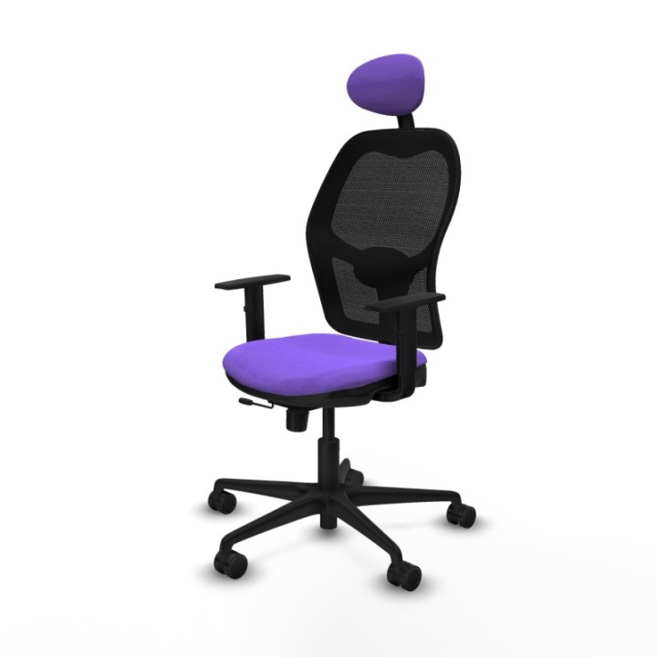 Jorquera traslack malla negra bali lila brazos 1D base nailon cabecero fijo ruedas 65mm nailon