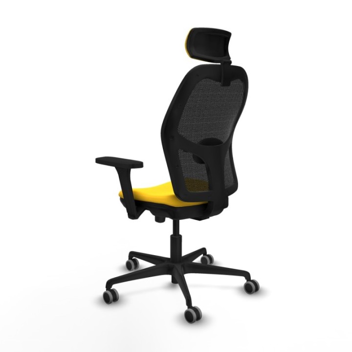 Jorquera traslack malla negra similpiel amarillo brazos 3D base nailon cabecero 2D ruedas 65mm engomada