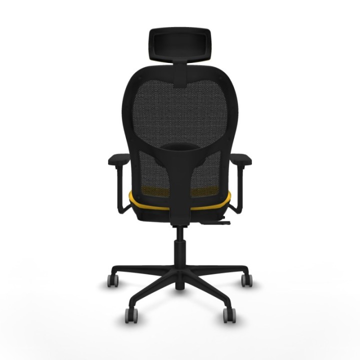 Jorquera traslack malla negra similpiel amarillo brazos 3D base nailon cabecero 2D ruedas 65mm engomada