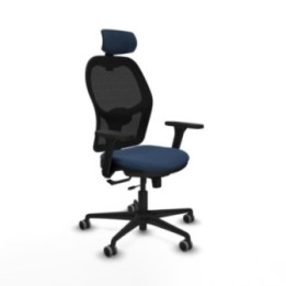 Jorquera traslack malla negra similpiel azul marino brazos 3D base nailon cabecero 2D ruedas 65mm engomada