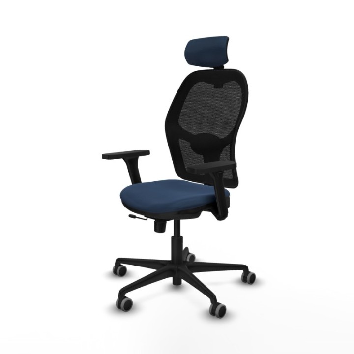 Jorquera traslack malla negra similpiel azul marino brazos 3D base nailon cabecero 2D ruedas 65mm engomada