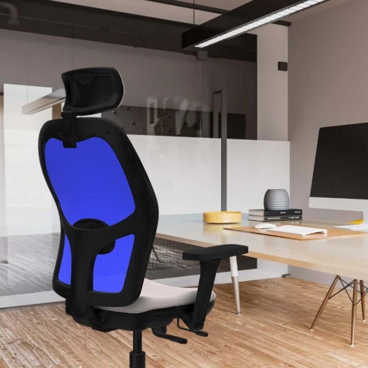 Jorquera traslack malla negra similpiel azul marino brazos 3D base nailon cabecero 2D ruedas 65mm engomada