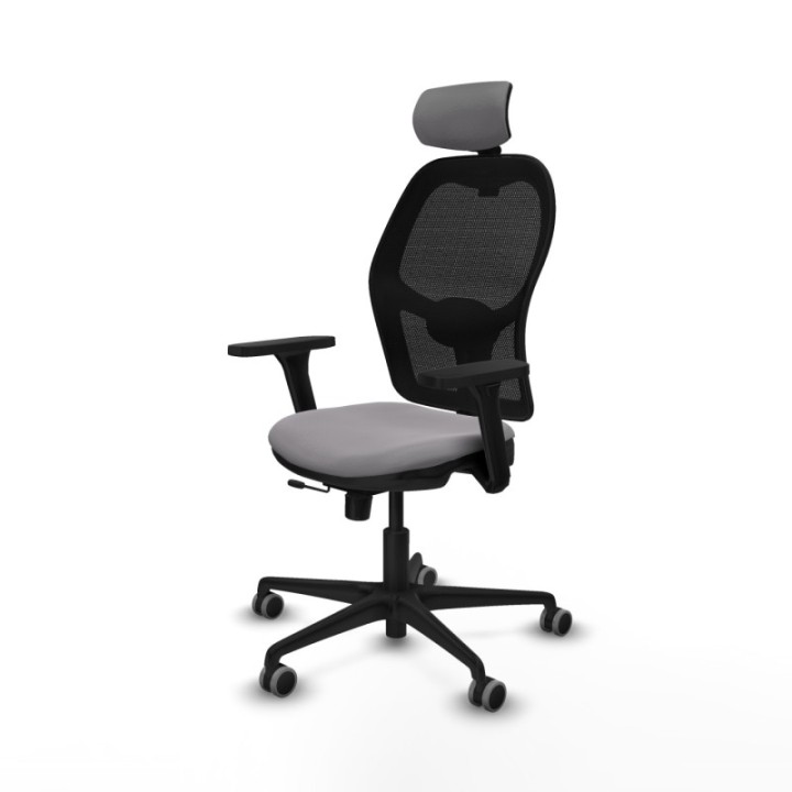 Jorquera traslack malla negra similpiel gris brazos 3D base nailon cabecero 2D ruedas 65mm engomada