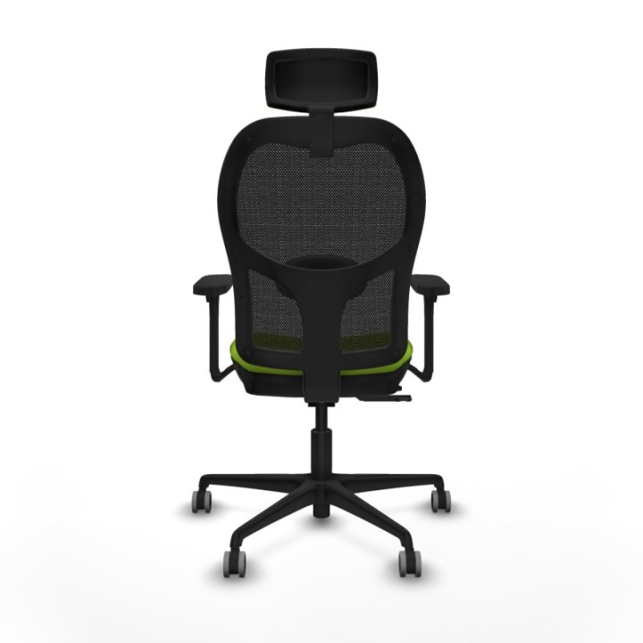 Jorquera traslack malla negra similpiel pistacho brazos 3D base nailon cabecero 2D ruedas 65mm engomada