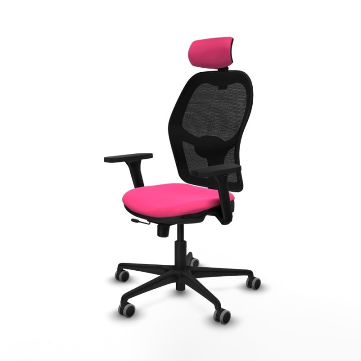 Jorquera traslack malla negra similpiel rosa brazos 3D base nailon cabecero 2D ruedas 65mm engomada