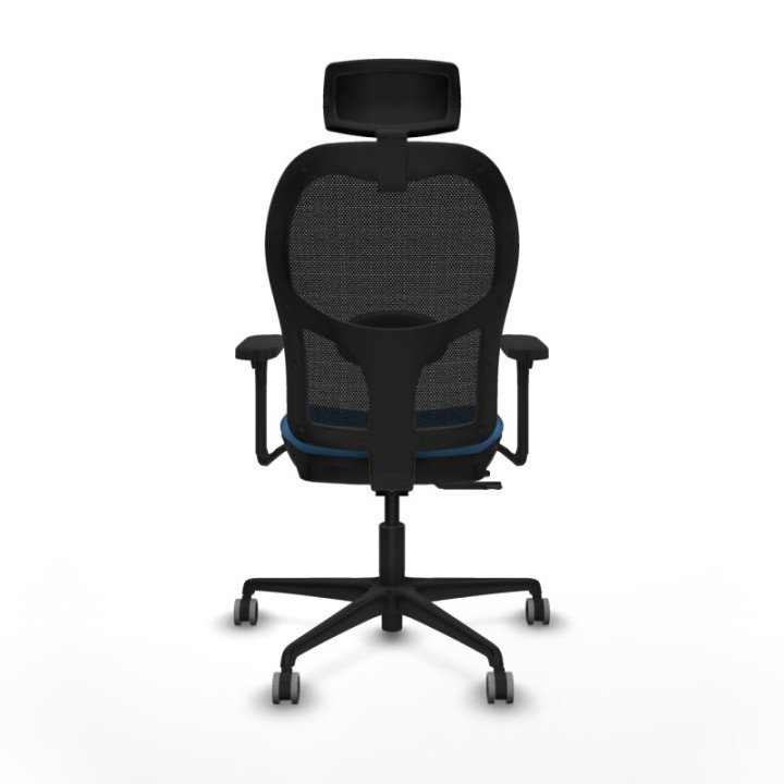 Jorquera traslack malla negra similpiel azul claro brazos 3D base nailon cabecero 2D ruedas 65mm engomada