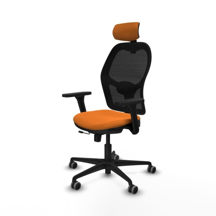 Jorquera traslack malla negra similpiel naranja brazos 3D base nailon cabecero 2D ruedas 65mm engomada