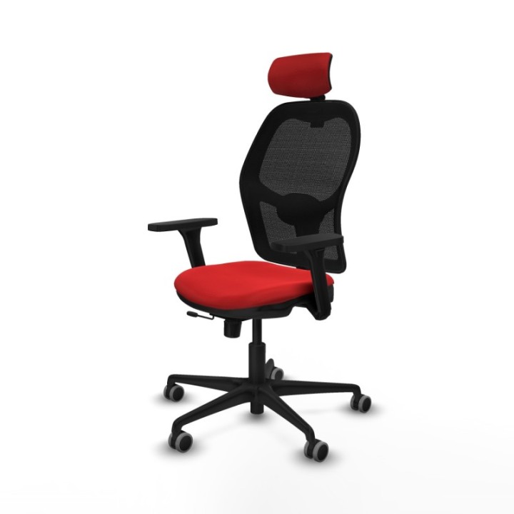 Jorquera traslack malla negra similpiel rojo brazos 3D base nailon cabecero 2D ruedas 65mm engomada