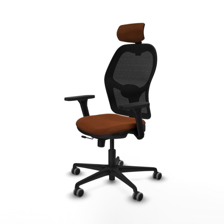 Jorquera traslack malla negra similpiel marrón brazos 3D base nailon cabecero 2D ruedas 65mm engomada