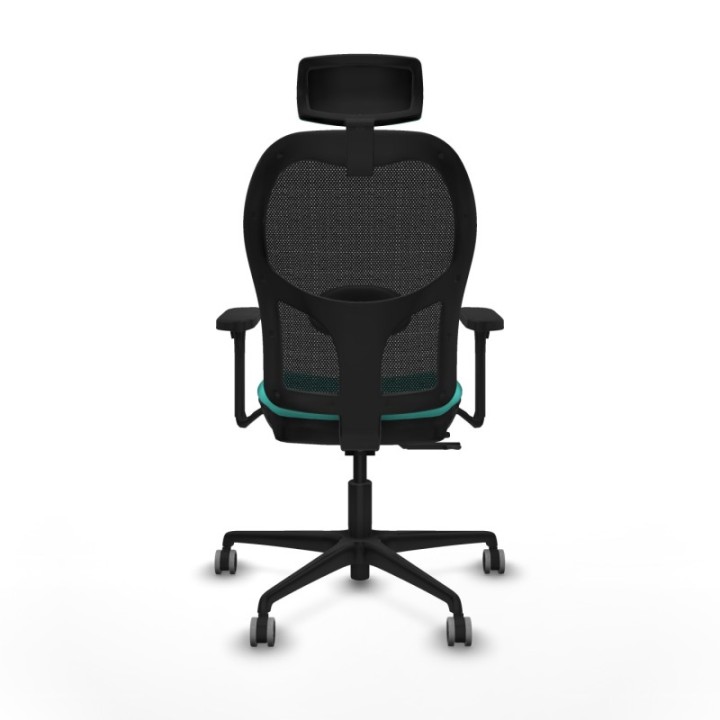 Jorquera traslack malla negra similpiel turquesa brazos 3D base nailon cabecero 2D ruedas 65mm engomada