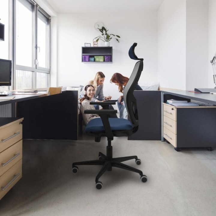 Jorquera traslack malla negra similpiel turquesa brazos 3D base nailon cabecero 2D ruedas 65mm engomada