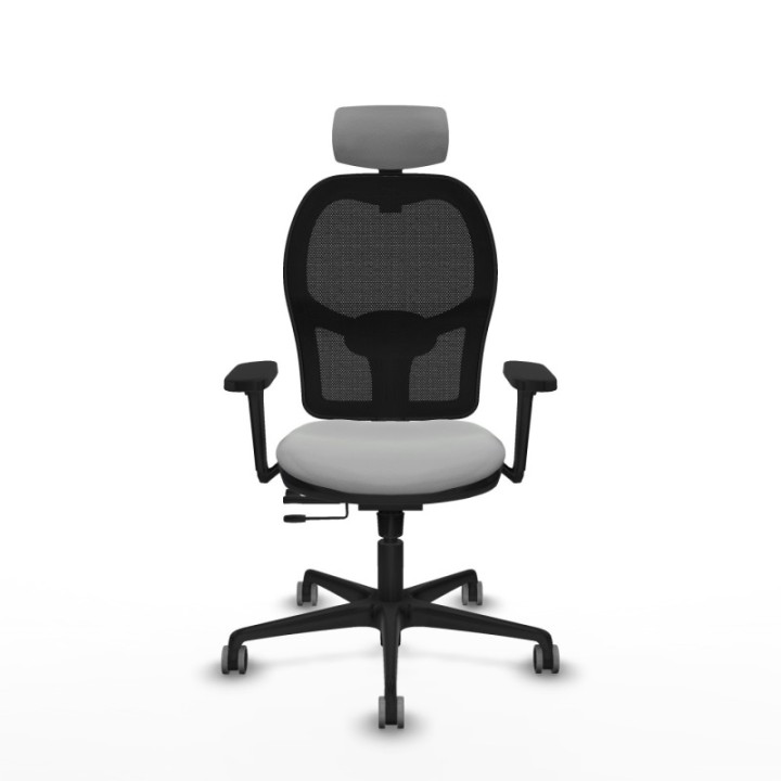 Jorquera traslack malla negra similpiel gris claro brazos 3D base nailon cabecero 2D ruedas 65mm engomada