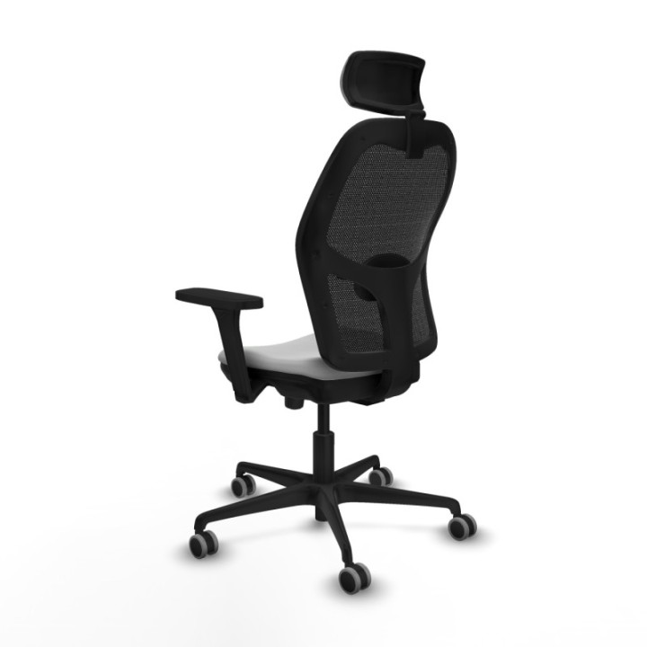 Jorquera traslack malla negra similpiel gris claro brazos 3D base nailon cabecero 2D ruedas 65mm engomada