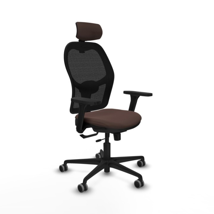 Jorquera traslack malla negra similpiel marrón oscuro brazos 3D base nailon cabecero 2D ruedas 65mm engomada