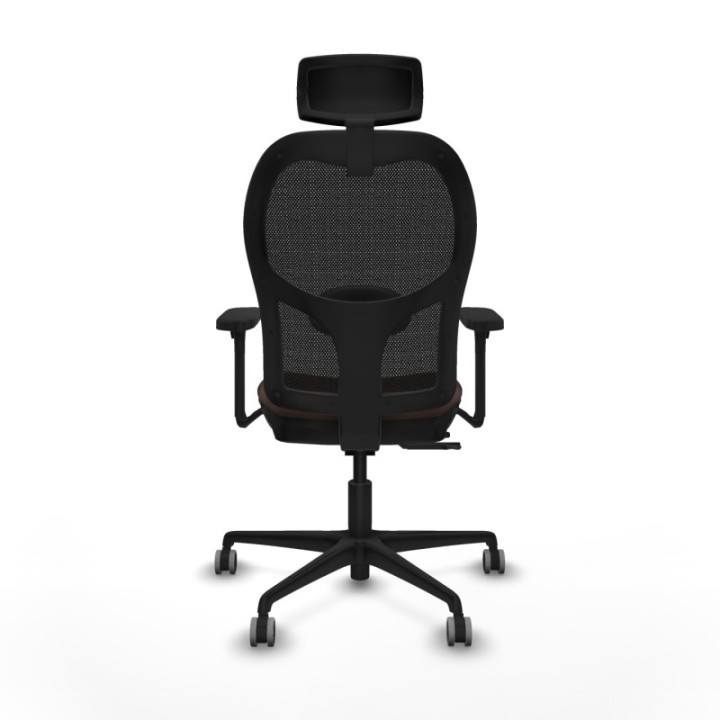 Jorquera traslack malla negra similpiel marrón oscuro brazos 3D base nailon cabecero 2D ruedas 65mm engomada