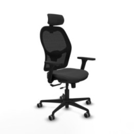 Jorquera traslack malla negra similpiel gris oscuro brazos 3D base nailon cabecero 2D ruedas 65mm engomada