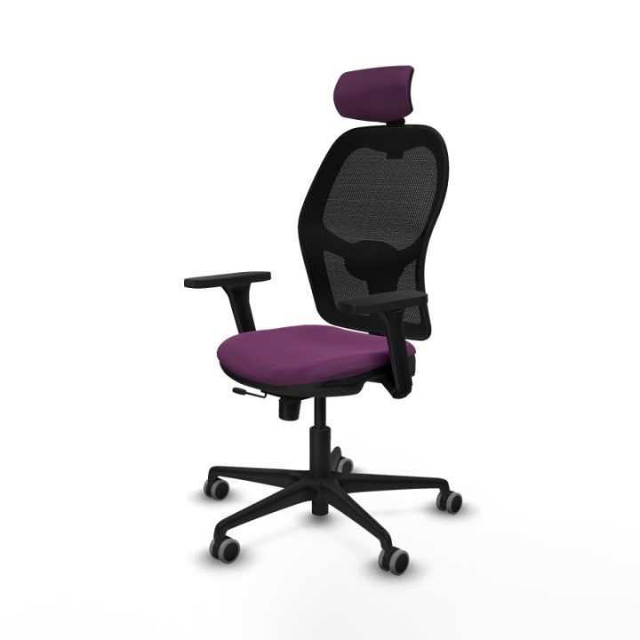 Jorquera traslack malla negra similpiel morado brazos 3D base nailon cabecero 2D ruedas 65mm engomada