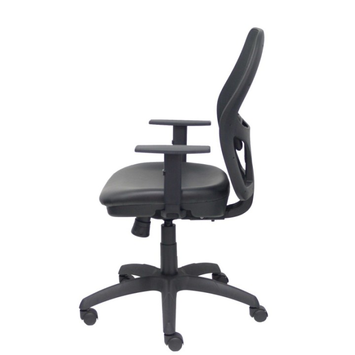 Silla Jorquera traslack malla negra asiento similpiel negro brazos regulables