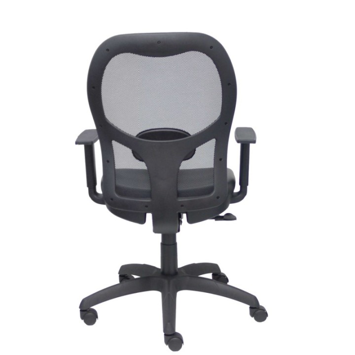 Silla Jorquera traslack malla negra asiento similpiel negro brazos regulables
