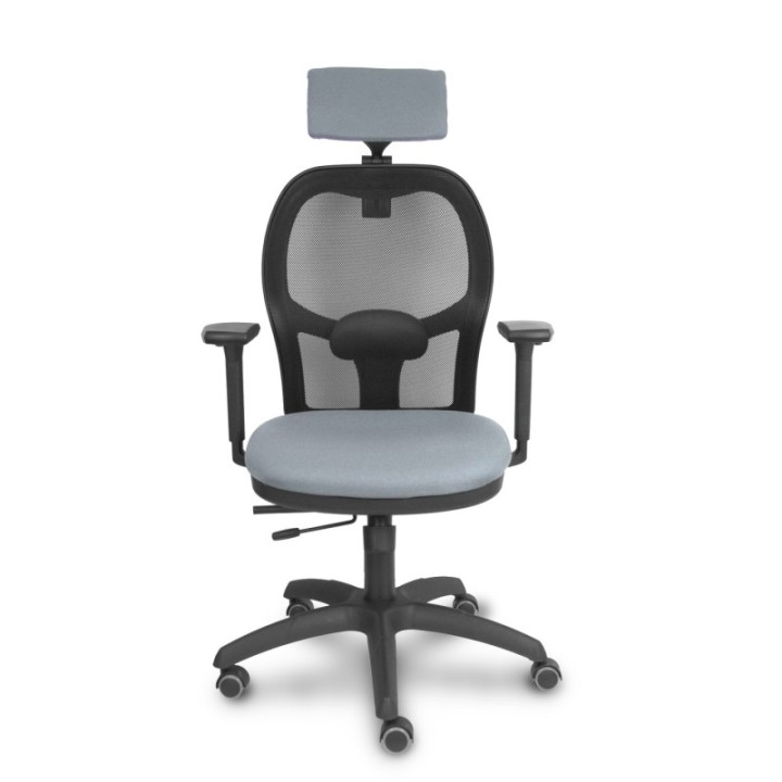 Silla Jorquera traslack malla negra asiento bali gris brazos 3D cabecero regulable