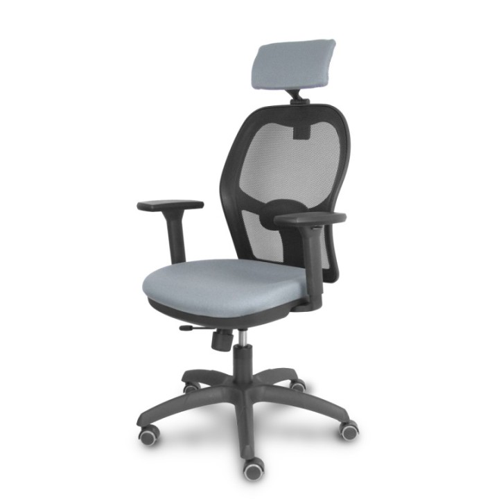 Silla Jorquera traslack malla negra asiento bali gris brazos 3D cabecero regulable