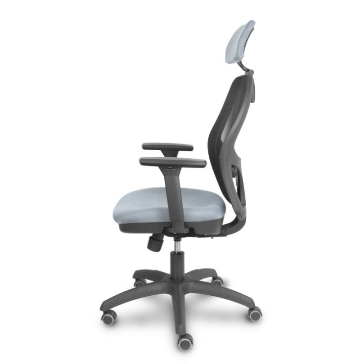 Silla Jorquera traslack malla negra asiento bali gris brazos 3D cabecero regulable