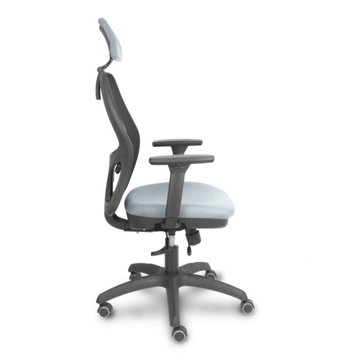 Silla Jorquera traslack malla negra asiento bali gris brazos 3D cabecero regulable